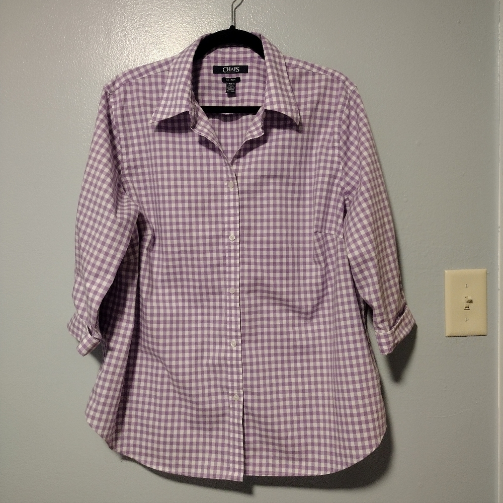 Chaps button down plaid Checked top - image 9